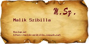 Malik Szibilla névjegykártya